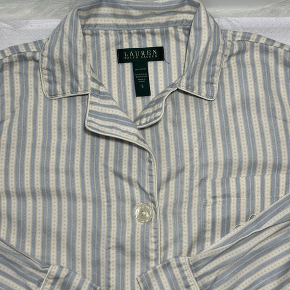 Lauren Striped Pajama Top Button Down Long Sleeve Sleep Shirt - Picture 5 of 8